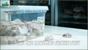 storing and handling frozen prey