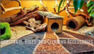substrate, hides, and climbing accessories