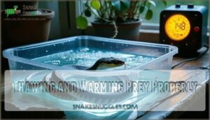 thawing and warming prey properly