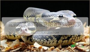 unusual shedding or skin lesions