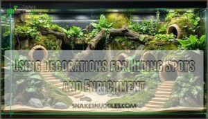 using decorations for hiding spots and enrichment