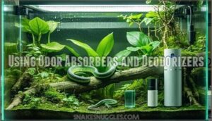 using odor absorbers and deodorizers