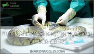 veterinary interventions (massage, hormone injections, surgery)