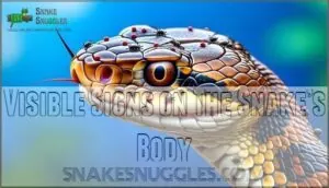 visible signs on the snake’s body visible signs on the snake’s body