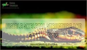visible skeletal structure and sunken eyes visible skeletal structure and sunken eyes