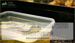 warming prey in warm water before feeding