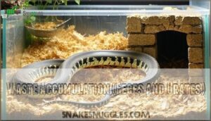 waste accumulation (feces and urates)