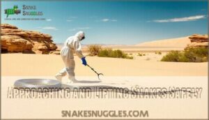 approaching and lifting snakes safely