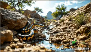 behavior and diet of black and yellow snakes