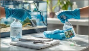 cleaning tools and surfaces post-handling