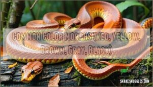 common color morphs (red, yellow, brown, gray, black)