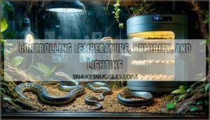 controlling temperature, humidity, and lighting
