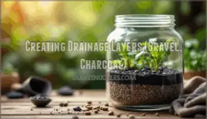 creating drainage layers (gravel, charcoal)