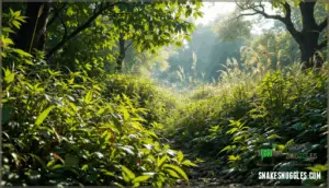 dense shrubs and tall grass