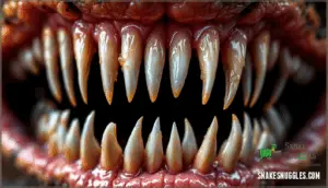 different rows of teeth