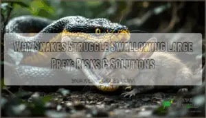 difficulty swallowing large prey snakes
