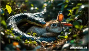 documented cases of snakes eating rabbits