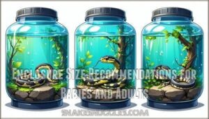 enclosure size recommendations for babies and adults