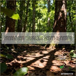 forest and woodland snake habitats
