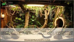 hides, climbing, and environmental enrichment