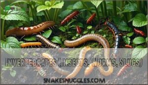 invertebrates (insects, worms, slugs)