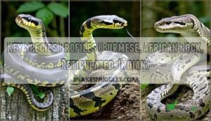 key species profiles (burmese, african rock, reticulated, indian)