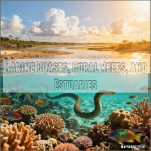 marine coasts, coral reefs, and estuaries