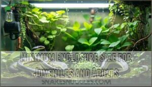 minimum enclosure size for juveniles and adults