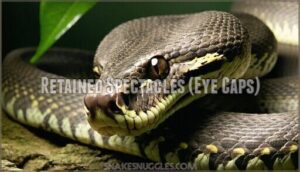 retained spectacles (eye caps)