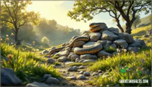 rock piles and stone borders