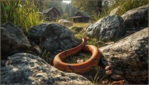 rocky areas and human habitation