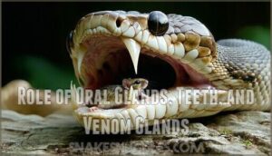 role of oral glands, teeth, and venom glands