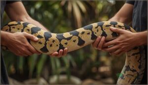 supporting the python’s body evenly