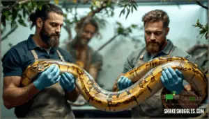 supporting the snake's body