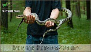 using both hands for stability