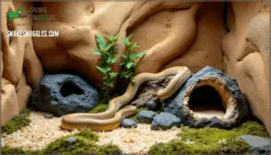 using cork bark, rocks, and hides for enrichment