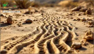 visible snake tracks in loose soil