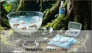 water, feeding, and health maintenance supplies