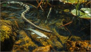 aquatic snakes (fish, frogs)