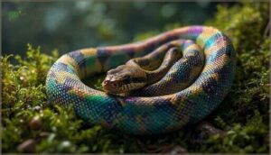 brazilian rainbow boa — iridescent scales