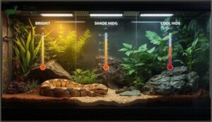 daytime, nighttime, and basking spot ranges