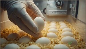 transferring eggs to incubator and egg handling