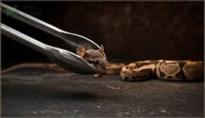 using feeding tongs and proper tools