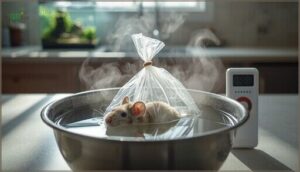 thawing frozen prey safely (warm water technique)