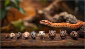 appropriate prey types (mice, rats) appropriate prey types (mice, rats)