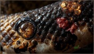 blisters, ulcerations, and raised scales blisters, ulcerations, and raised scales