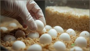 collecting eggs safely from the laying box collecting eggs safely from the laying box