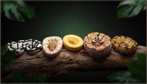 common morphs (piebald, albino, banana, spider, pastel) common morphs (piebald, albino, banana, spider, pastel)