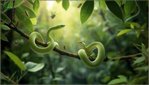 insect-eating snakes (rough green, smooth green) insect-eating snakes (rough green, smooth green)