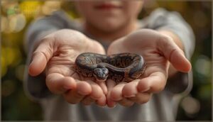 using open hands and gentle movements using open hands and gentle movements